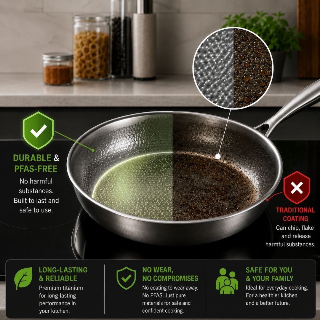 TitanPure Pro - Pure Titanium Pan PFAS-Free & Coating-Free | 30 cm