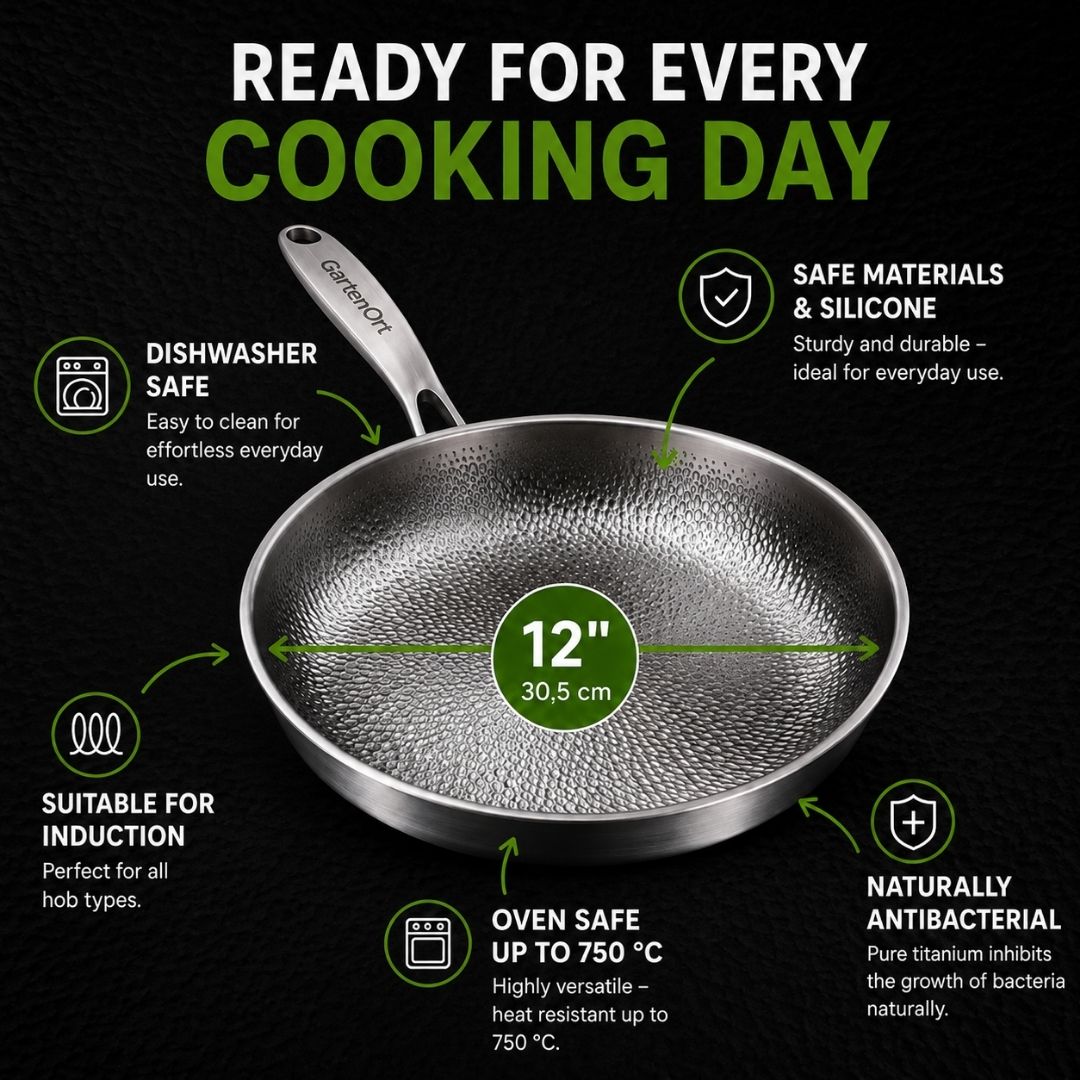 TitanPure Pro - Pure Titanium Pan PFAS-Free & Coating-Free | 30 cm