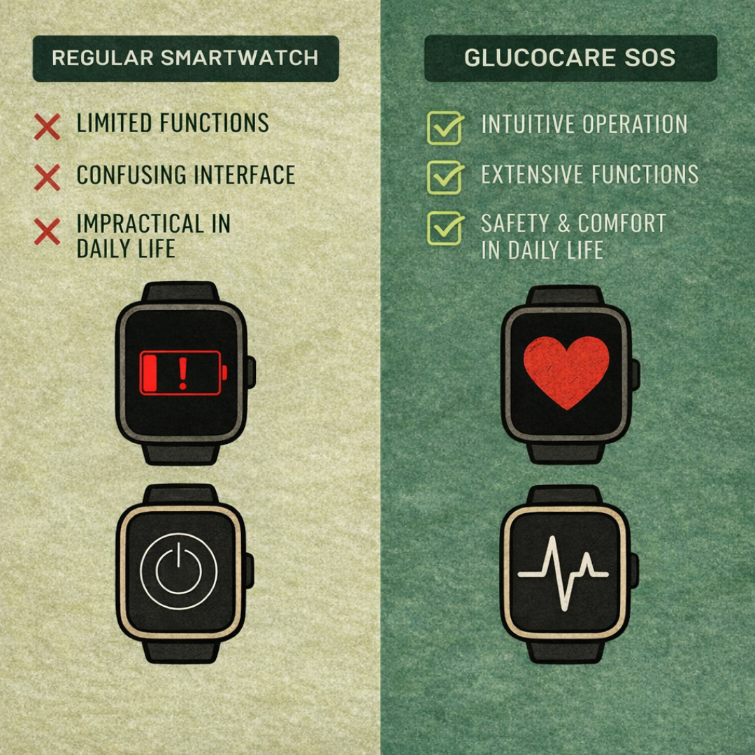 GlucoCare blood sugar health watch – For nutrition, metabolism & blood sugar trends in everyday life