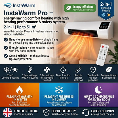 InstaWarm Pro – energy-saving portable comfort heater with high heating output & safety system | No installation required, up to 51 m²