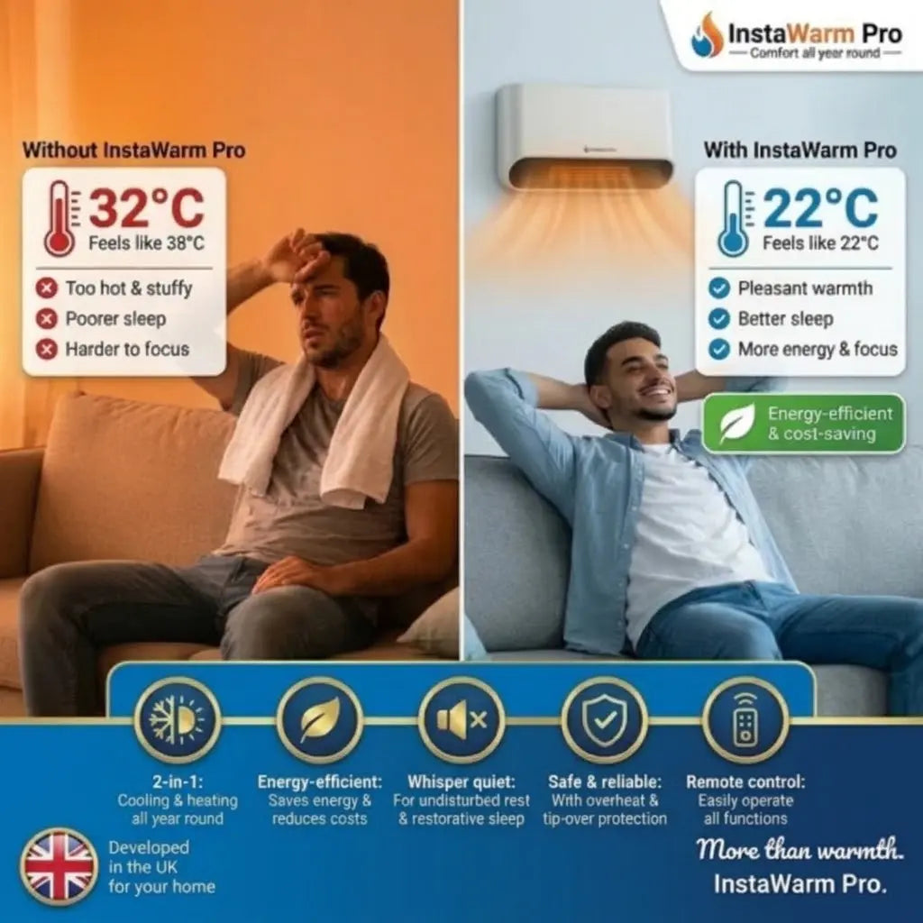 InstaWarm Pro – energy-saving portable comfort heater with high heating output & safety system | No installation required, up to 51 m²